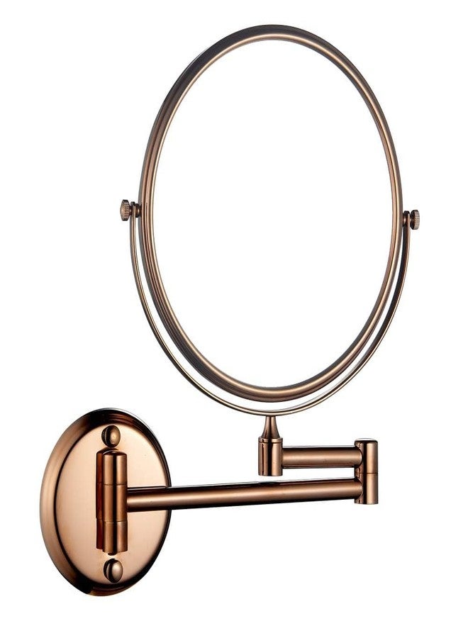 BRANCO Adjustable Wall-Mounted Magnifying Mirror for Makeup & Shaving 360° Swivel, Dual-Sided Bathroom Zoomable 5X Magnification Foldable for Grooming Extendable Arm Unisex (Rose Gold, 8 Inch) - Image 1